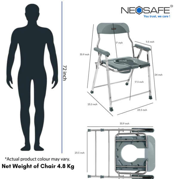 Height Adjustable Commode chair - Image 6
